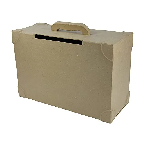 Décopatch EV002O Koffer zum Verzieren - Bastel- & Malmaterialien: Handgefertigter Pappmaché Koffer (14,5 x 36 x 23,5 cm), ideal für kreative DIY-Projekte und zur Personalisierung, auch als Urne nutzbar.