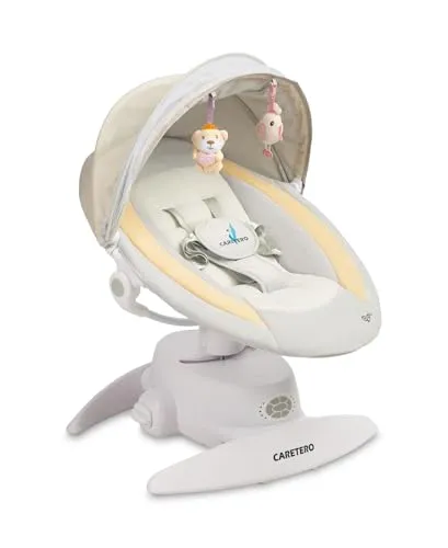 CARETERO Opti Kinder Schaukelstuhl - 360° Drehung & Moskitonetz - Beige - Der CARETERO Opti Schaukelstuhl bietet 360° Drehung für optimale Sicht auf Ihr Kind. Mit drei Schaukelmodi und integriertem Moskitonetz ist er perfekt für Komfort und Sicherheit im Alltag.