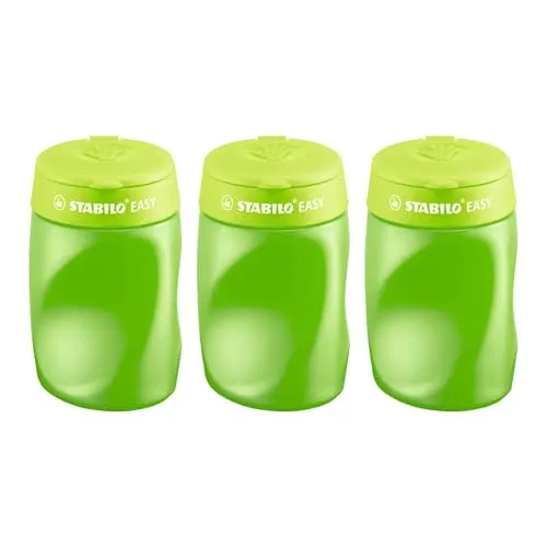 STABILO - Ergonomischer Dosen-Spitzer für Rechtshänder - EASYsharpener - 3 in 1-3er Pack - grün