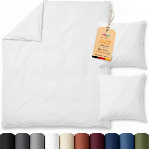 EllaTex Renforcé Bettwäsche Set 200x200 cm – 100% Baumwolle in Weiß - Erleben Sie Komfort mit dem EllaTex Bettwäsche Set aus 100% Renforcé Baumwolle. Strapazierfähig und atmungsaktiv, sorgt es für erholsame Nächte und ein stilvolles Schlafzimmer. Pflegeleicht und in mehreren Größen erhältlich.