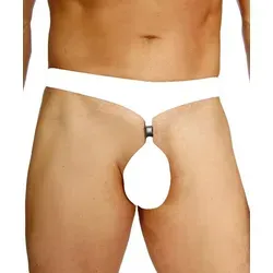 Atixo String Männer-String mit Clip-Verschluss Herrenstring aus Tüll weiß