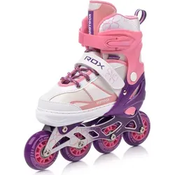 meteor ROX Inlineskates Kinder L 38-41 rosa - Inline Skates mit anpassbarem Design für maximale Sicherheit und Komfort. Der spezielle 3-in-1-Verschluss sorgt für einen festen Halt, während die Aluminiumkufen ein sanftes Fahrerlebnis ermöglichen.