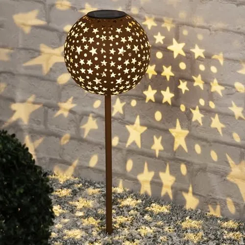 Profigarden LED-Solar-Gartenstecker Antikbraun - (H)53 x Ø 18 cm - Elegante Gartendeko mit warmweißem Licht. Der stabile Erdspieß und die Solartechnik sorgen für eine unkomplizierte Nutzung im Freien.