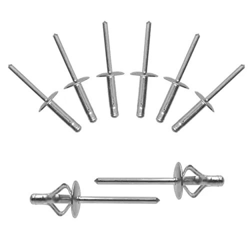 BESTYCHAO 60pcs Tri-Fold Exploding Pop Niet Aluminium großen Flansch Nieten - Silber (4,8x25mm)