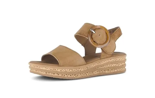 Gabor Comfort Plateau Sandale - Braun Leder 38 - Modische Sandale von Gabor aus pflegeleichtem Leder mit verstellbarer Schnalle. Der 4 cm Keilabsatz und die Gummisohle bieten optimalen Tragekomfort für den Sommer.