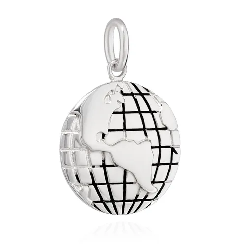 16,8mm Kettenanhänger Welt 925 Silber Atlas Schmuckanhänger glanz Amulett Unisex