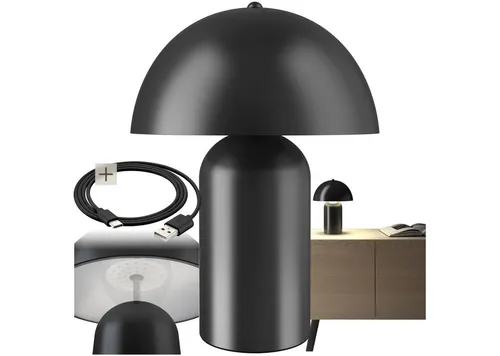 tectake Akku-Tischlampe im Retro Pilzdesign - Schreibtischlampe im angesagten 70er-Jahre Stil, kabellos und mit 250 lm Lichtstrom – ideal für gemütliche Beleuchtung in jedem Raum.