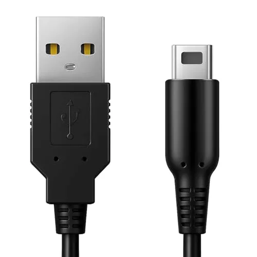 OcioDual 3DS Ladekabel USB, Ladegerät 2DS XL, Kabel Kompatibel mit DSi, DSI XL-Konsolen, 1,2m, USB-Netzadapter, 2DS-Ladekabel, Datensynchronisationskabel und Ladegerät, Schwarz