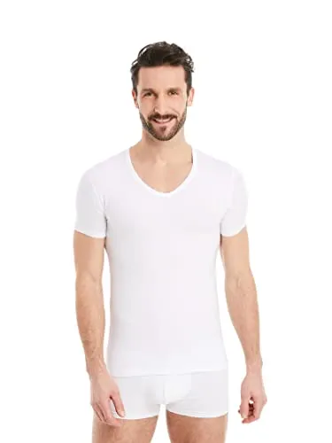 FINN Business Unterhemd Herren Kurzarm mit V-Ausschnitt - Lenzing® Modal Stoff - Unterhemd-T-Shirt für Herren, unglaublich weich und federleicht aus Lenzing® Modal, perfekt als unsichtbares Unterziehshirt für Hemden und Anzüge.