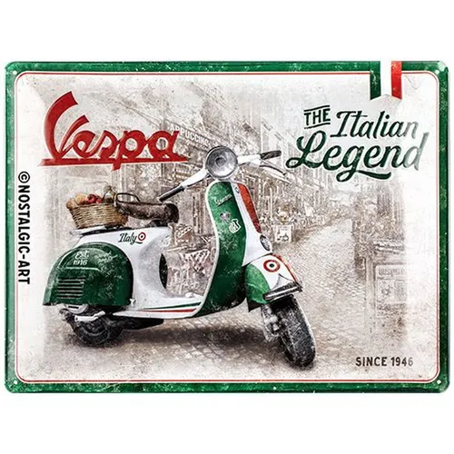Vespa Retro Blech Schild Vespa Italian 40 x 30 cm - Blechschilder, nostalgisches Design aus robustem Stahlblech mit 3D-Optik, ideal für Werkstatt oder Wohnung, Made in Germany, Maße: 40 x 30 cm.