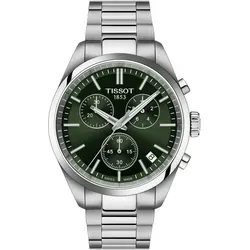 TISSOT Montre PR 100 Chrono Acier cadran vert - Armbanduhren mit elegantem grünem Zifferblatt, wasserdicht und ideal für sportliche Anlässe und den Alltag.