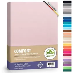 leevitex® Spannbettlaken Premium 170g/m2, Gummizug: rundum, schwer und dick, 100% Jersey-Baumwolle, auch Boxspringbett geeignet rosa 140 - 160 cm x 200 - 220 cm