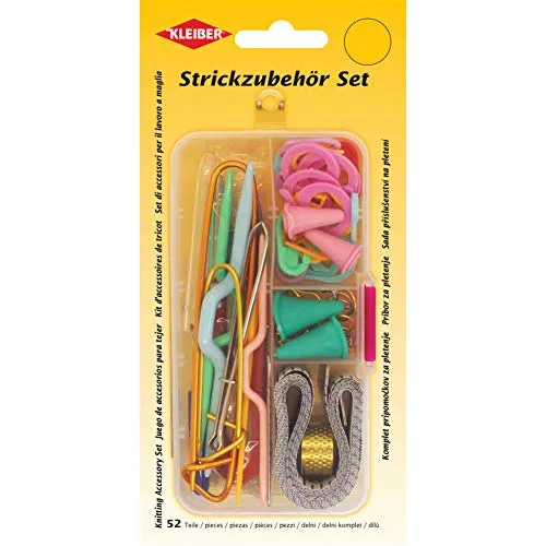 Kleiber 52-teiliges Strickzubehör-Set – Alles für Ihre Strickprojekte - Vielseitiges Strickzubehör-Set mit 52 Teilen, ideal für Handarbeiten. Praktische Aufbewahrungsbox für unterwegs, damit Sie überall kreativ sein können.