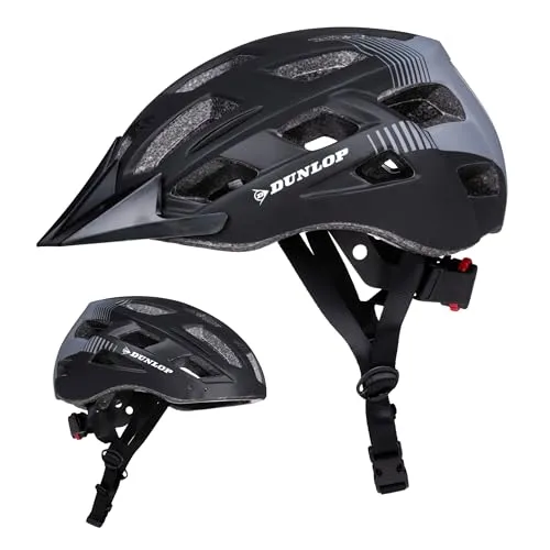 Dunlop Fahrradhelm mit LED-Licht Größe M (55-58 cm) - Fahrradhelm mit verstellbarem Umfang, integriertem LED-Licht für bessere Sichtbarkeit und Sicherheit, ideal für Radfahren, Skaten und Rollerbladen.