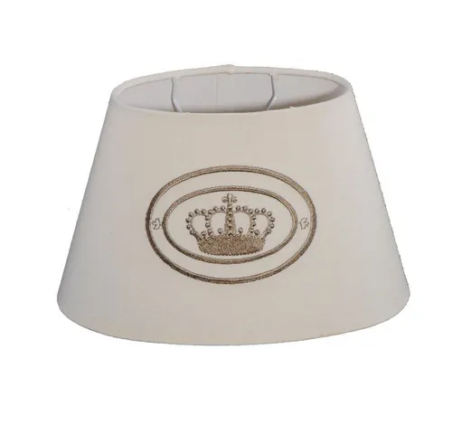 Dirk Davids Lampenschirm für Tischleuchte - Oval in Beige mit gestickter Krone - Zubehör für Leuchten: Moderner Lampenschirm aus hochwertigem Leinen in Beige, ideal für Tisch- und Wandleuchten. Verleiht jedem Raum einen eleganten Touch.