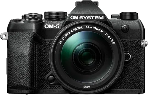OM SYSTEM OM-5 II Kit mit 14-150mm schwarz - Systemkamera mit vielseitigem 14-150mm Objektiv, ideal für kreative Fotografie und beeindruckende Bildqualität.