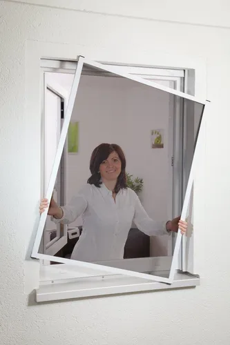 Culex Fliegengitter Alu Master Slim, Pollenschutz für Fenster, 100x120cm - Fliegengitter mit Rahmen, einfache Montage ohne Bohren, optimale Durchsicht und Luftdurchlässigkeit, idealer Pollenschutz für Allergiker.