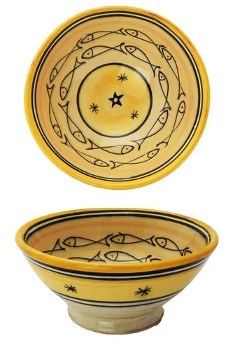 Marrakesch Orient & Mediterran Interior Dipschale Marokkanische Keramikschale Schale Poisson Gelb, Keramik, (1-tlg), Handarbeit