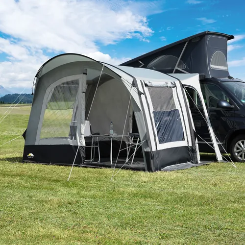 Dwt Rodeo Air Buszelt 320x200+100cm grau - Aufblasbares Vorzelt mit extra tiefer Schleuse - Aufblasbares Vorzelt mit zwei Eingangsmöglichkeiten und optimalem Wetterschutz durch das integrierte Vordach. Ideal für Camping und Reisen.
