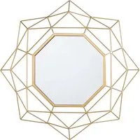 Beliani Dekospiegel HILLION Gold 60x60 cm - Achteckiger Dekospiegel mit glamourösem goldenen Rahmen. Verleiht jedem Raum Eleganz und Stil – ideal für moderne und klassische Einrichtungen.
