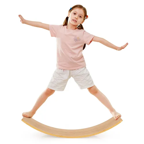 Costway Balancierbrett aus Bambus, 30x90 cm - Balancieren & Fitness, fördert die Koordination und Kreativität - vielseitig nutzbar als Rutsche, Brücke oder einfach zum Spielen, aus robustem 100% Bambus für hohe Tragkraft.