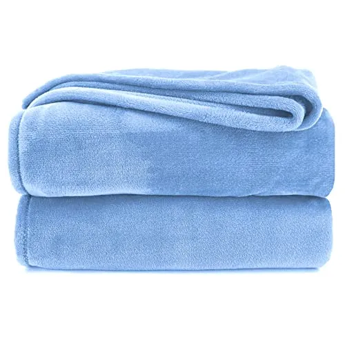 heimtexland Kuscheldecke flauschig Flanell Wohndecke warm Oekotex Tagesdecke Überwurf Sofadecke fusselfrei Fleecedecke Super Soft XL Decke 150x200 cm Typ380 Pastell hellblau