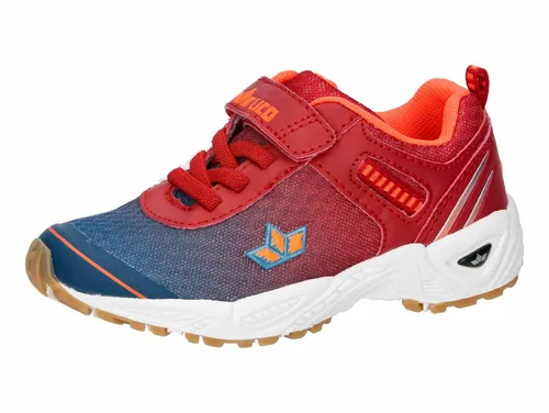 Lico Barney Hallenturnschuhe, rot/Petrol/orange, 35 EU - Sneaker für Jungen mit flexibler TPR-Laufsohle und elastischen Schnürsenkeln, ideal für Hallensport und aktive Kids.