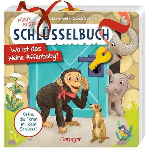 Mein erstes Schlüsselbuch: Wo ist das kleine Affenbaby? - Hörbuch über Tiere im Zoo mit interaktiven Türklappen und Schlüssel, ideal für Kinder ab 2 Jahren, fördert die Neugier und das Entdecken.