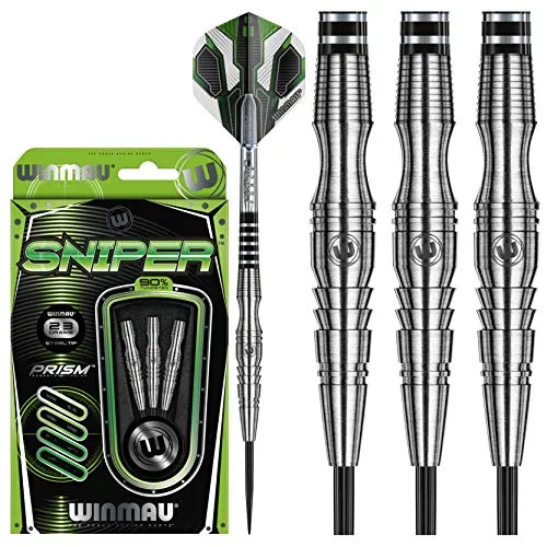 WINMAU Sniper 23g Profi Wolfram Steeltip Dartpfeile Set - Steel-Dartpfeile Set mit 90% Wolfram, bietet hervorragenden Grip und Kontrolle für präzise Würfe. Ideal für ambitionierte Spieler.
