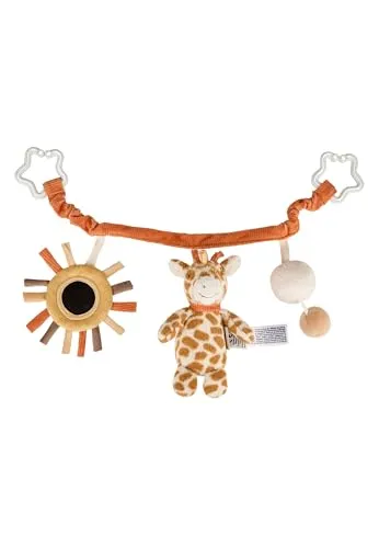 Sterntaler Kinderwagenkette Giraffe Kaya – Babyspielzeug mit Spiegel & Rassel – Elastisches Band & Sternringe für Flexible Befestigung am Kinderwagen, Bett & Autositz, Goldbraun