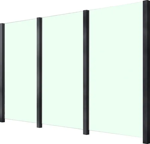 STAKET PRO Zaun Set 3,284 m - Kompakter Glaszaun als Sicht- und Windschutz, bestehend aus vier Pfosten in elegantem Anthrazit und drei Klarglas-Elementen für stilvolle Abgrenzung.
