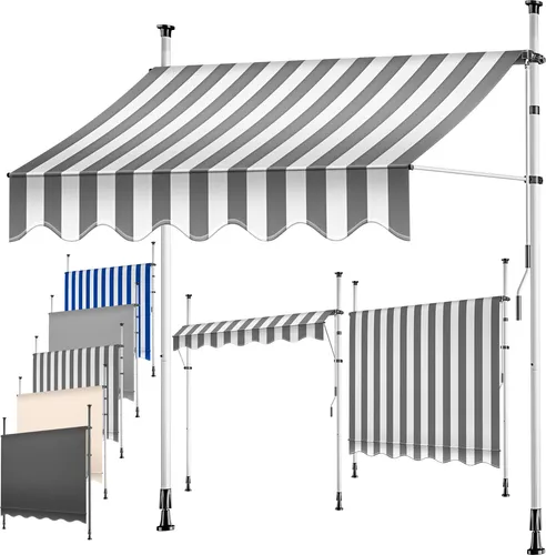KESSER® Manuelle Sonnenschutz Markise 350 cm - Flexibler UV-Schutz für Terrasse und Balkon - Markisen für Outdoor: Höhenverstellbar, einfach zu montieren ohne Bohren und aus hochwertigem, wasserfestem Polyester für optimalen Sonnenschutz und Privatsphäre.
