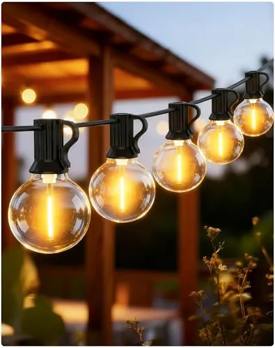 EVXFG Lichterkette Außen Outdoor 20M-LED Strom - 65Ft Aussen Lichterketten Garten Glühbirnen Wetterfest G40 Draußen Innen Beleuchtung für Terrasse Balkon Pavillon Party Lights Gartenbeleuchtung