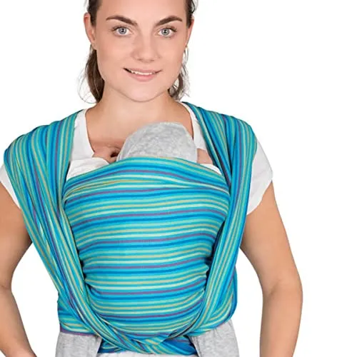 Hoppediz Tragetuch Baby – gewebtes Babytragetuch aus Baumwolle – für Neugeborene ab Geburt bis Kleinkind – Antigua 5,40 m