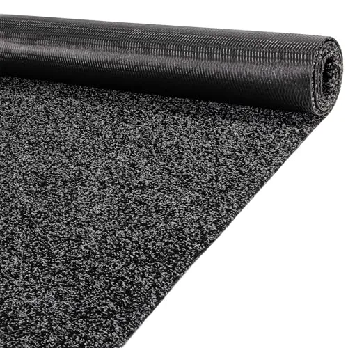 ANRO Teppich Läufer Schmutzfangmatte Sauberlaufmatte Fußmatte Indoor Outdoor Flur Eingang Oskar 100 x 80 cm Schwarz