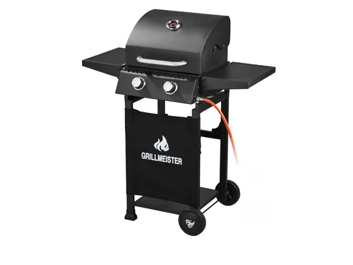 GRILLMEISTER Gasgrill 2-Brenner »Memphis« - 2-Brenner Gasgrill mit 6,4 kW Leistung und Warmhalterost, ideal für Grillabende im Freien. Ausgestattet mit einem praktischen Piezo-Zündsystem und klappbaren Ablageflächen für mehr Komfort.