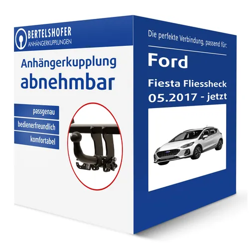 Abnehmbare Anhängerkupplung für Ford Fiesta (17-), Auto Hak - Anhängerkupplung von Auto Hak, abnehmbar und ohne Eintragung in Fahrzeugpapiere, ideal für Ford Fiesta Fliessheck, Anhängelast bis 1100 kg.