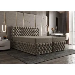 B&B Home Boxspringbett Figo II mit Kopfteil und Bettkasten - Das Boxspringbett Figo II vereint modernes Design mit praktischem Stauraum. Die H3 Bonellfederung sorgt für hohen Komfort und passt sich jedem Einrichtungsstil an.