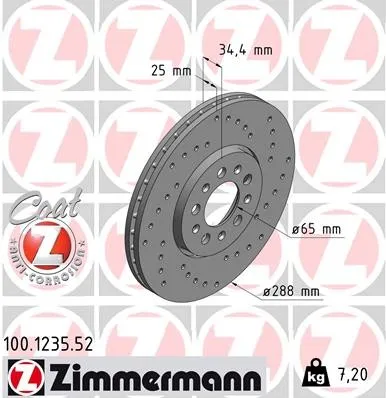 Zimmermann Bremsscheibe SPORT Z 100.1235.52 - Hochleistungs-Bremsscheibe für verbesserte Bremsleistung und Haltbarkeit, ideal für sportliche Fahrweise.