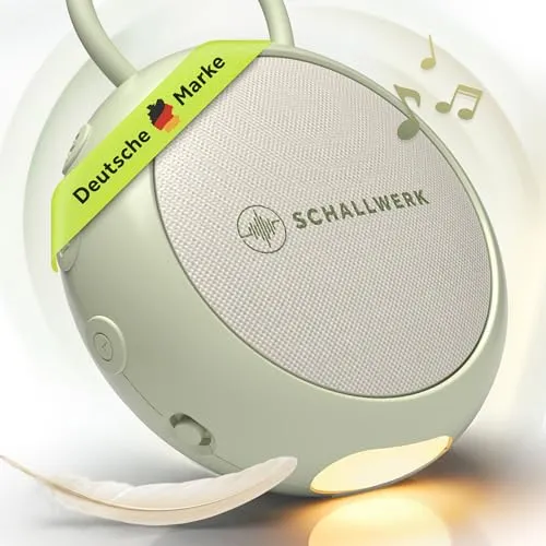 Schallwerk ® White Noise Machine Baby – Einschlafhilfe für ruhigen Schlaf - Baby Einschlafhilfe mit 12 beruhigenden Klängen, Nachtlicht und Timer – ideal für stressfreies Einschlafen zu Hause oder unterwegs.