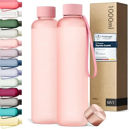 KIVY Trinkflasche 1l - Kohlensäure geeignet & Auslaufsicher - Für Sport, Schule & Büro- Trinkflasche Gym Flasche - Sporttrinkflasche - Fitness Trinkflaschen - Sportflasche 1 Liter, BPA Frei