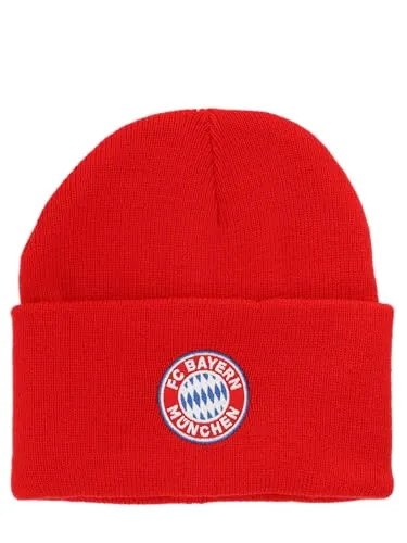 FC Bayern München Strickmütze Logo - Unisex in Rot - Unisex Strickmütze mit FC Bayern München Logo in leuchtendem Rot. Offizieller Fanartikel, ideal für kalte Tage und echte Fans. Hergestellt aus 100% Polyacryl für optimalen Tragekomfort.