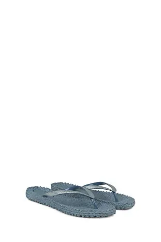 Ilse Jacobsen HORNBÆK | Cheerful01 | Damen Flip Flops mit Glitter | Dänische Design | Sommer Strand Zehentrenner | Lichen Blue | 36 EU