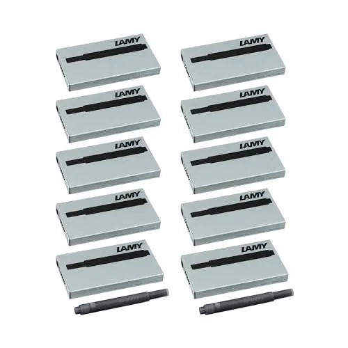 LAMY T10 10er Set Tintenpatronen mit großem Tintenvorrat - geeignet für alle Lamy Patronenfüllhaltermodelle - Inhalt 1,25ml je Patrone - 5 Stück pro Päckchen - Tintenfarbe schwarz