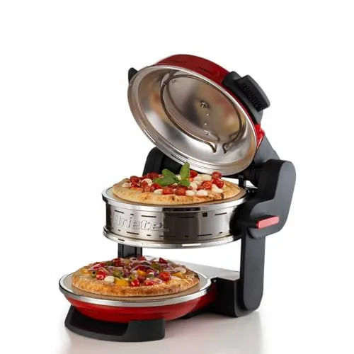 Ariete Doppelpizzaofen 0927 00 - 2-Pizza Elektroofen mit 2300 W, max. 32 cm Durchmesser, ideal für hausgemachte Pizza, rot