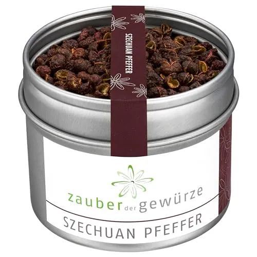 Zauber der Gewürze Szechuan Pfeffer – Exotische Pfefferkörner mit zitronigem Aroma und leichter Schärfe, ideal für Huhn, Enten- und Wokgerichte, 35 g