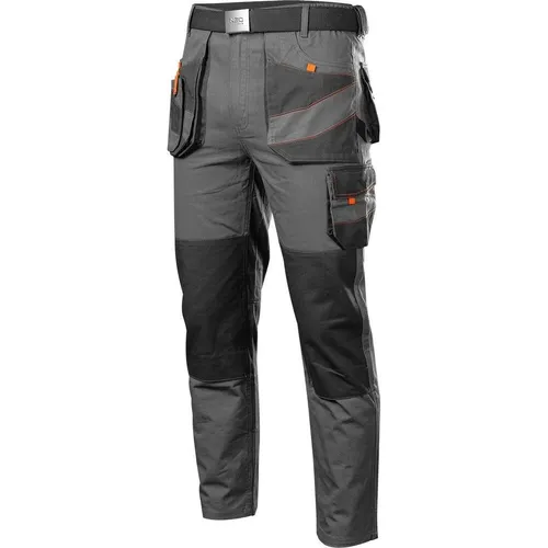 NEO TOOLS Herren Arbeitshose, grau - Arbeitskleidung & Uniformen: Robuste 100% Twill-Baumwolle mit verstärktem Kniebereich und praktischen Taschen für Knieschoner, ideal für hohen Tragekomfort und Bewegungsfreiheit.