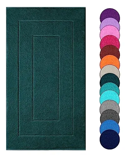 Lashuma Duschvorleger saugstark 50x80 cm, London Bad Teppich waschbar Baumwolle Opal - Grün