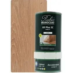Rubio Monocoat Set Oil Plus 2C White 1300ml (A+B) - Holzöle - Erstklassiges Öl für Holzoberflächen, färbt und schützt in nur einem Anstrich, umweltfreundlich mit 0% VOC und Lebensmittelkontakt geeignet.