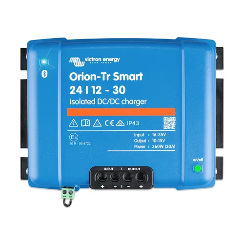 Victron Orion Tr 24/12 30A Smart Isoliert mit Bluetooth - DC-DC Ladebooster für effizientes Laden in Fahrzeugen, Booten und mehr. Mit automatischer Spannungserkennung und Bluetooth-Modul für einfache Überwachung.